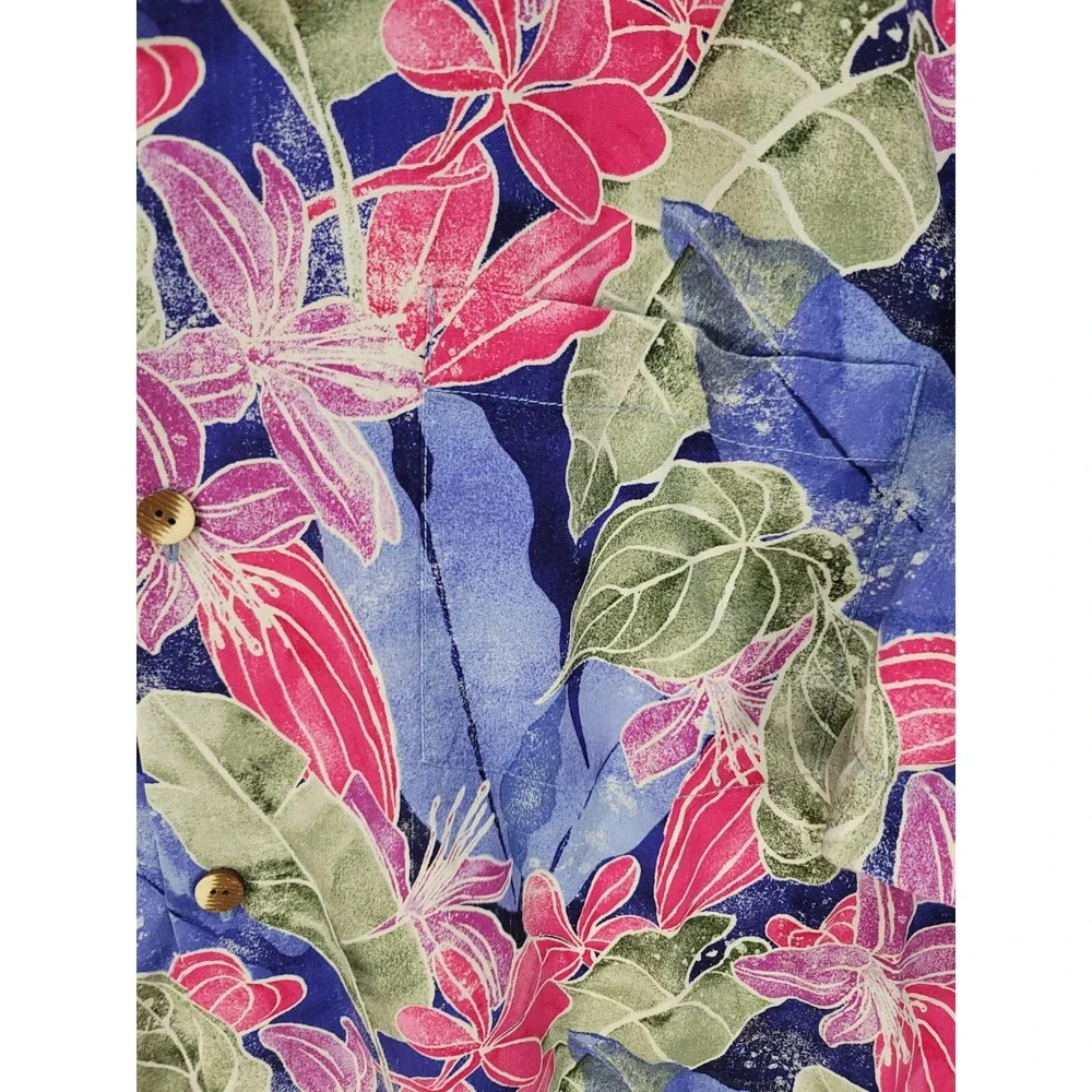 Tommy Bahama 100% Silk Ibiza Beach Club Island Blue Pink Mens‎ Size XL Floral - Picture 5 of 9